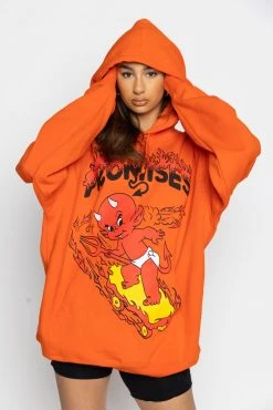 BROKEN PROMISES Hoodies Hell On Wheels Hoodie Orange - BP X Hot Stuff