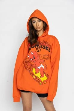 BROKEN PROMISES Hoodies Hell On Wheels Hoodie Orange - BP X Hot Stuff