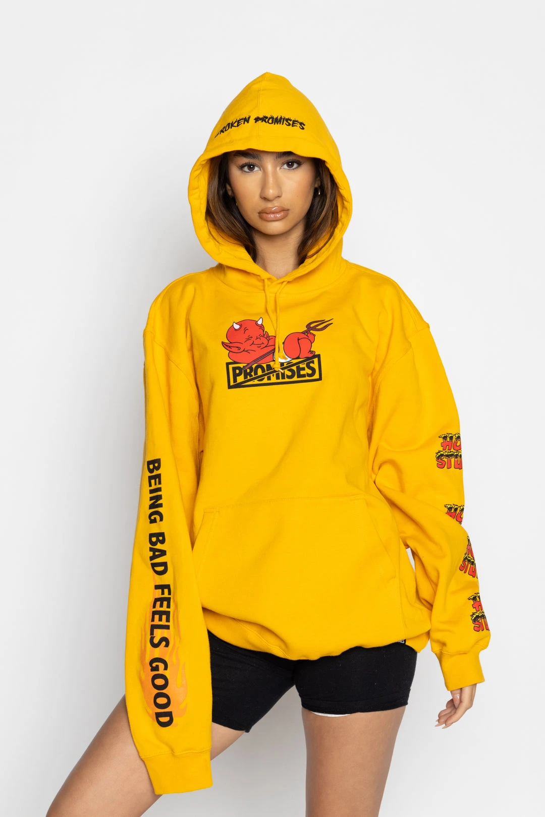 BROKEN PROMISES Chillax Hoodie Gold - BP X Hot Stuff Hoodies