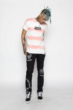 BROKEN PROMISES Star Shopping Tie Dye Tee Pink