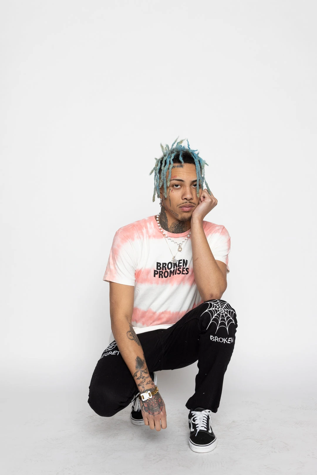 BROKEN PROMISES Star Shopping Tie Dye Tee Pink