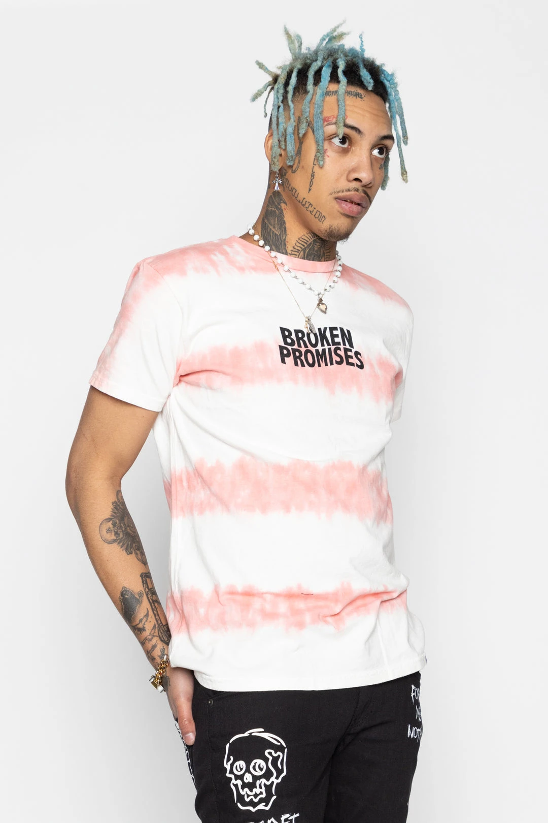 BROKEN PROMISES Star Shopping Tie Dye Tee Pink