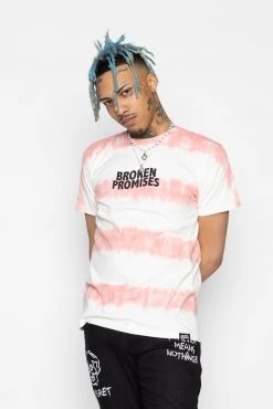 BROKEN PROMISES Star Shopping Tie Dye Tee Pink