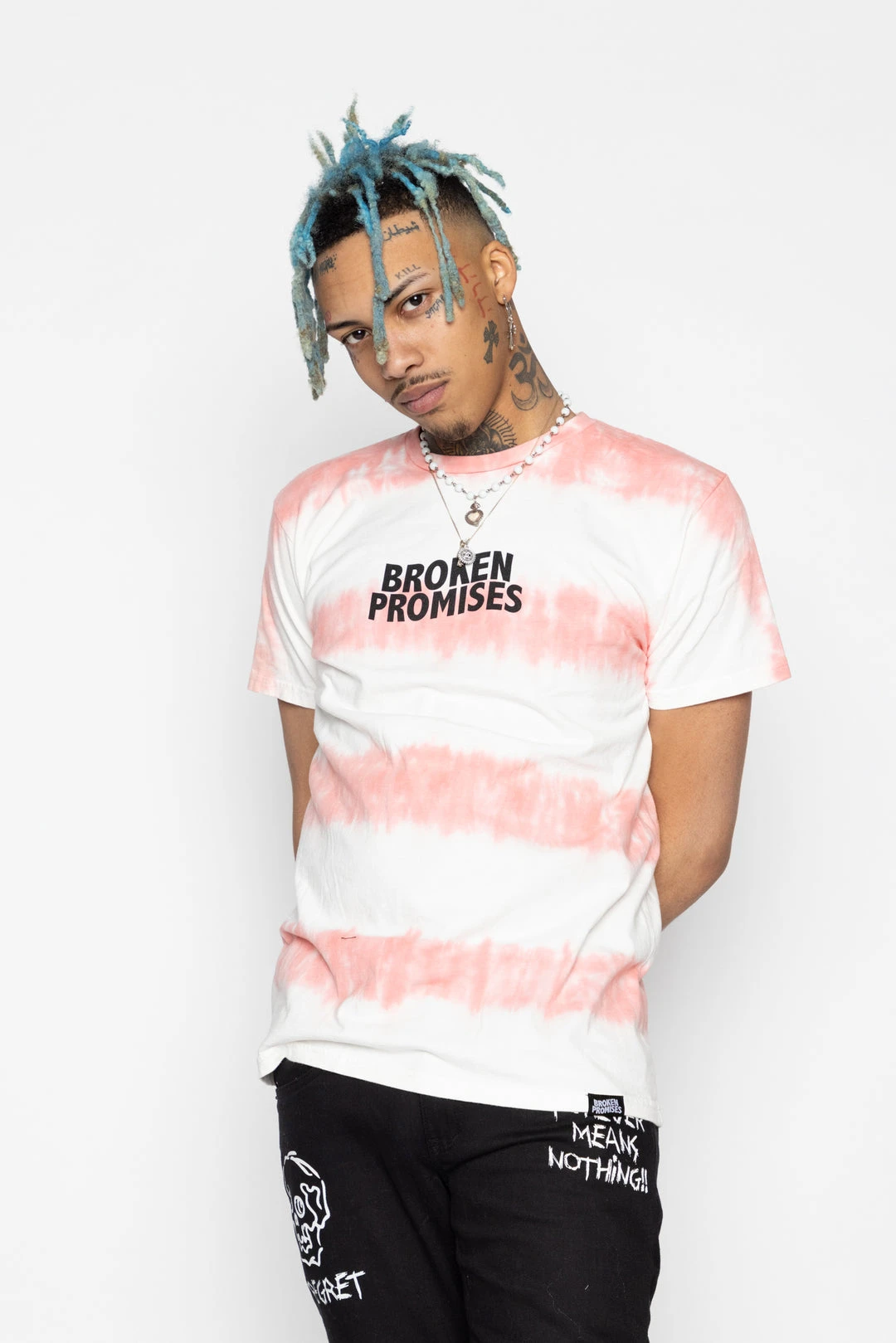 BROKEN PROMISES Star Shopping Tie Dye Tee Pink