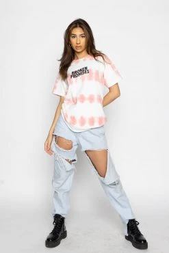 BROKEN PROMISES Star Shopping Tie Dye Tee Pink