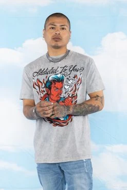 BROKEN PROMISES Addicted To You SST Grey Mineral Wash - BPxYH Shirts