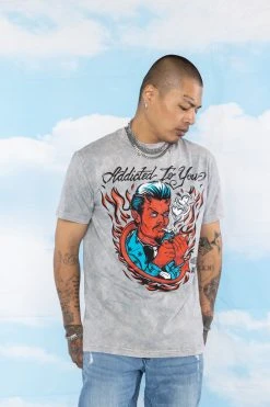 BROKEN PROMISES Addicted To You SST Grey Mineral Wash - BPxYH Shirts