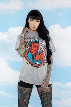 BROKEN PROMISES Addicted To You SST Grey Mineral Wash - BPxYH Shirts