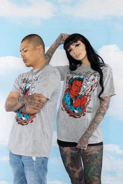 BROKEN PROMISES Addicted To You SST Grey Mineral Wash - BPxYH Shirts