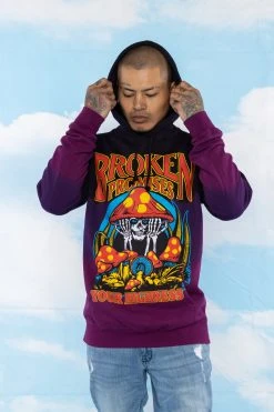 BROKEN PROMISES Memories Faded Dip Dye Purple Hoodie - BPxYH Hoodies