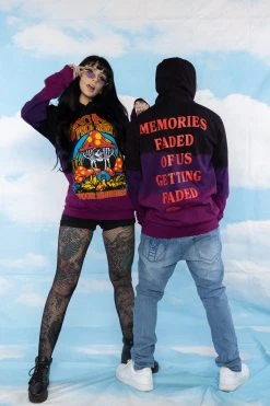 BROKEN PROMISES Memories Faded Dip Dye Purple Hoodie - BPxYH Hoodies
