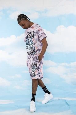 BROKEN PROMISES Magical Mushrooms Crystal Wash Shorts - BPxYH Bottoms