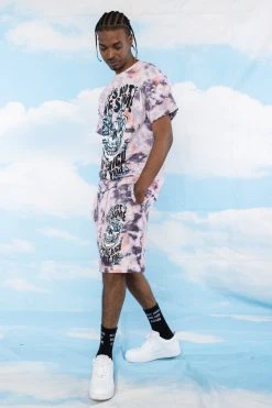 BROKEN PROMISES Magical Mushrooms Crystal Wash Shorts - BPxYH Bottoms