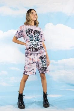 BROKEN PROMISES Magical Mushrooms Crystal Wash Shorts - BPxYH Bottoms