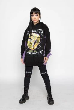 BROKEN PROMISES Championship Ring Tie Dye Hoodie Blk/Purple