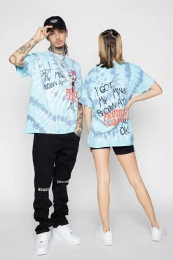 BROKEN PROMISES Mind Blown Tie Dye Tee Blue Shirts