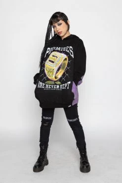BROKEN PROMISES Championship Ring Tie Dye Hoodie Blk/Purple