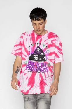 BROKEN PROMISES Mixed Emotions Tie Dye Tee Pink