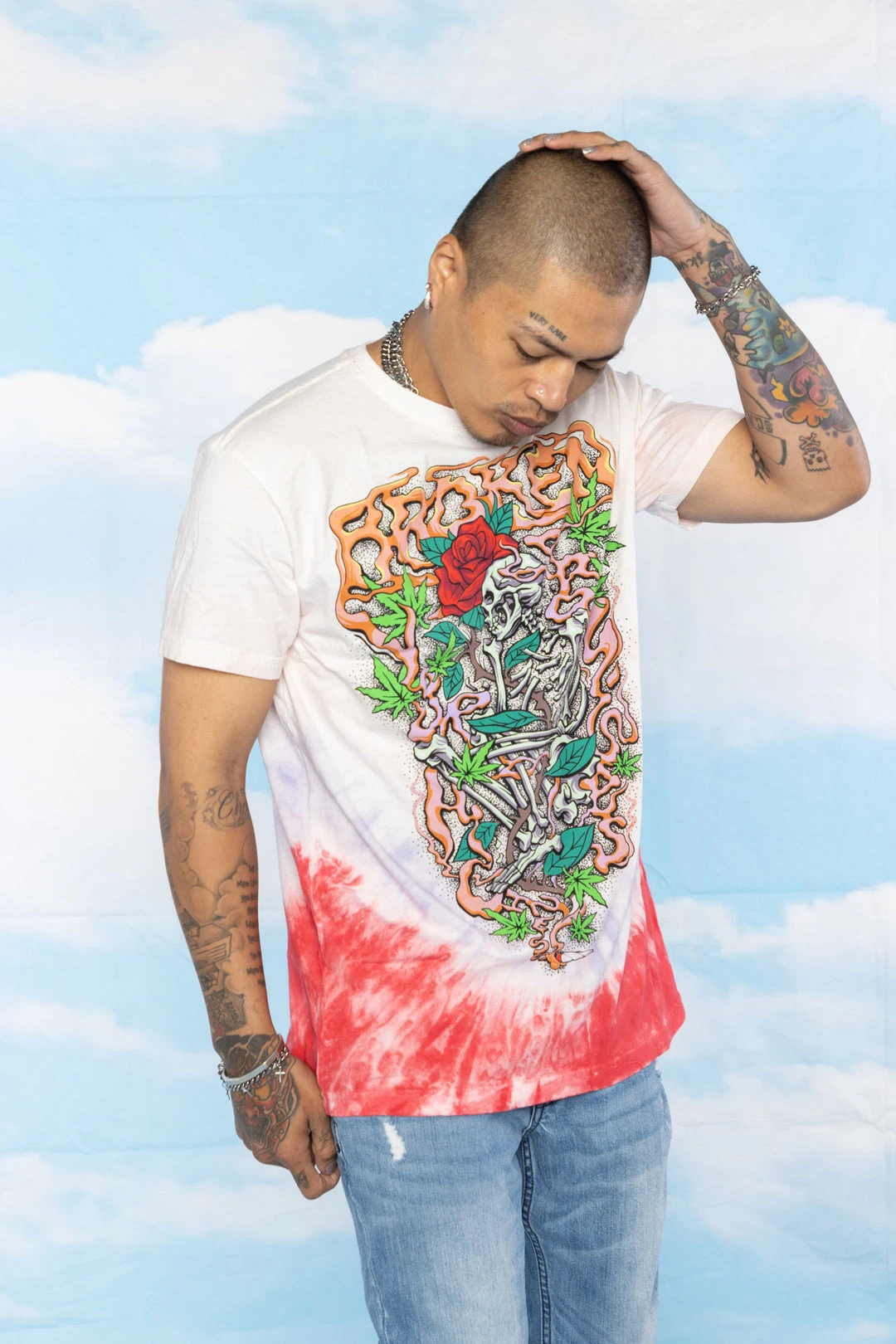 BROKEN PROMISES Up In Smoke V-Dye S/S Tee - BPxYH Shirts