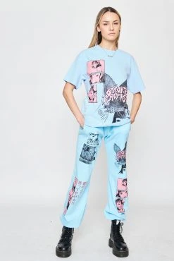 CASH Junji Ito Butterflies Sweatpants Light Blue Bottoms