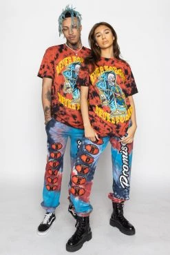 BROKEN PROMISES Shirts Never Forgive Red/Blk Crystal Wash Tee