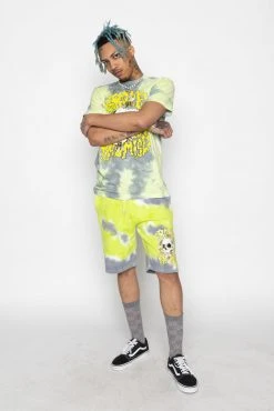 BROKEN PROMISES Beehive Shorts Tie Dye Green