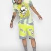 BROKEN PROMISES Beehive Shorts Tie Dye Green