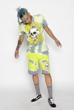 BROKEN PROMISES Beehive Shorts Tie Dye Green