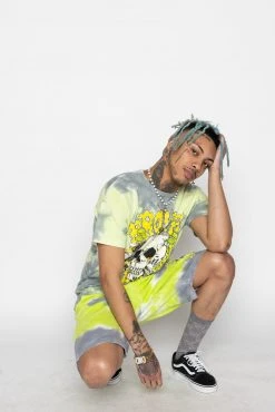 BROKEN PROMISES Beehive Shorts Tie Dye Green