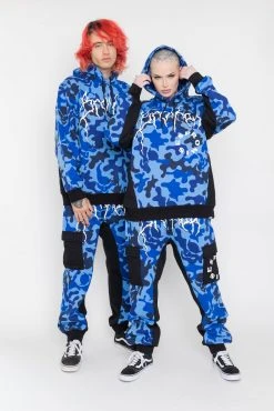 BROKEN PROMISES Demon Camo Hoodie - Blue Hoodies