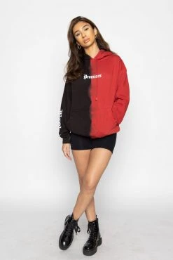 BROKEN PROMISES Tie Dye Hoodies Slogan Vintage Wash Split Dye Hoodie