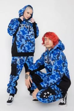 BROKEN PROMISES Demon Camo Hoodie - Blue Hoodies