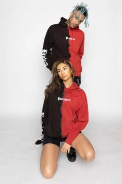 BROKEN PROMISES Tie Dye Hoodies Slogan Vintage Wash Split Dye Hoodie