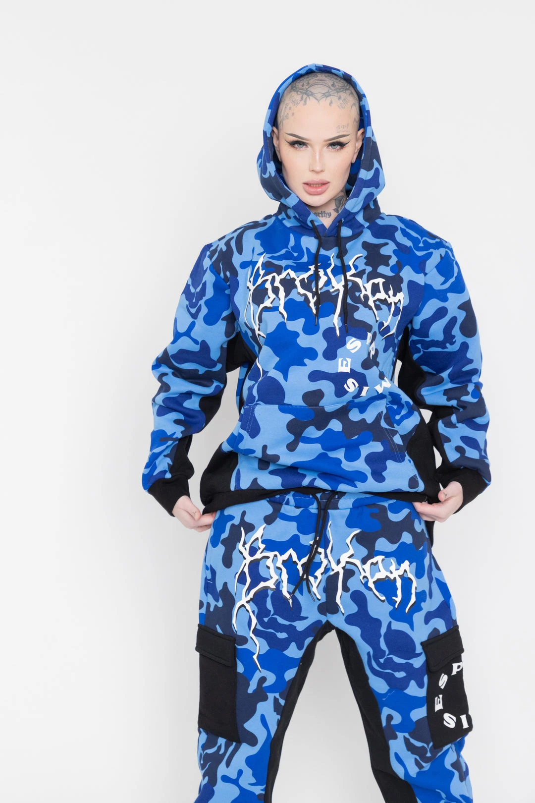 BROKEN PROMISES Demon Camo Hoodie - Blue Hoodies