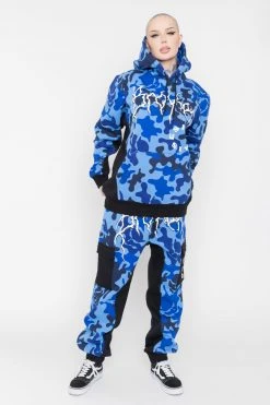 BROKEN PROMISES Demon Camo Hoodie - Blue Hoodies