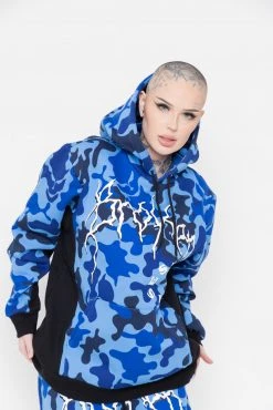 BROKEN PROMISES Demon Camo Hoodie - Blue Hoodies