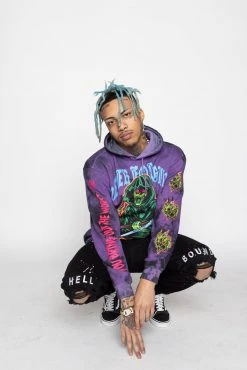 BROKEN PROMISES Hoodies Grave Goblin Hoodie Purple Tie Dye