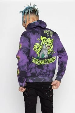 BROKEN PROMISES Hoodies Grave Goblin Hoodie Purple Tie Dye