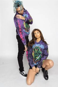 BROKEN PROMISES Hoodies Grave Goblin Hoodie Purple Tie Dye