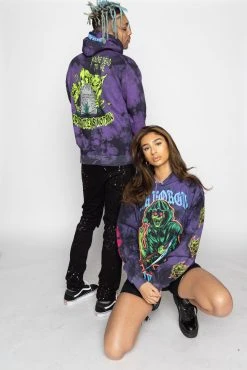 BROKEN PROMISES Hoodies Grave Goblin Hoodie Purple Tie Dye