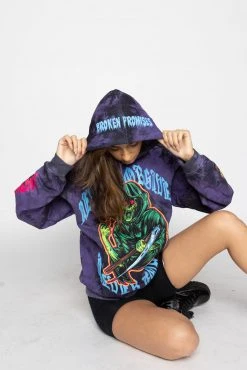BROKEN PROMISES Hoodies Grave Goblin Hoodie Purple Tie Dye