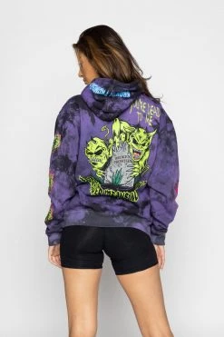 BROKEN PROMISES Hoodies Grave Goblin Hoodie Purple Tie Dye