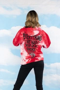 BROKEN PROMISES Up In Smoke Crystal Wash Strawberry Hoodie - BPxYH