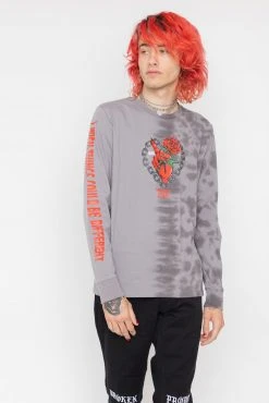 BROKEN PROMISES Shirts Could Be Different Split Dye L/S Grey