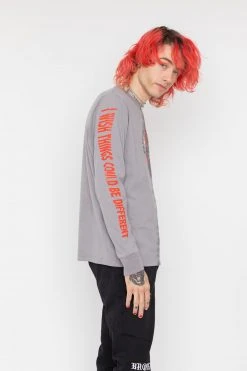 BROKEN PROMISES Shirts Could Be Different Split Dye L/S Grey