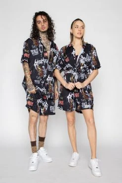 BROKEN PROMISES Shirts Buggerfly Button-Up, Black