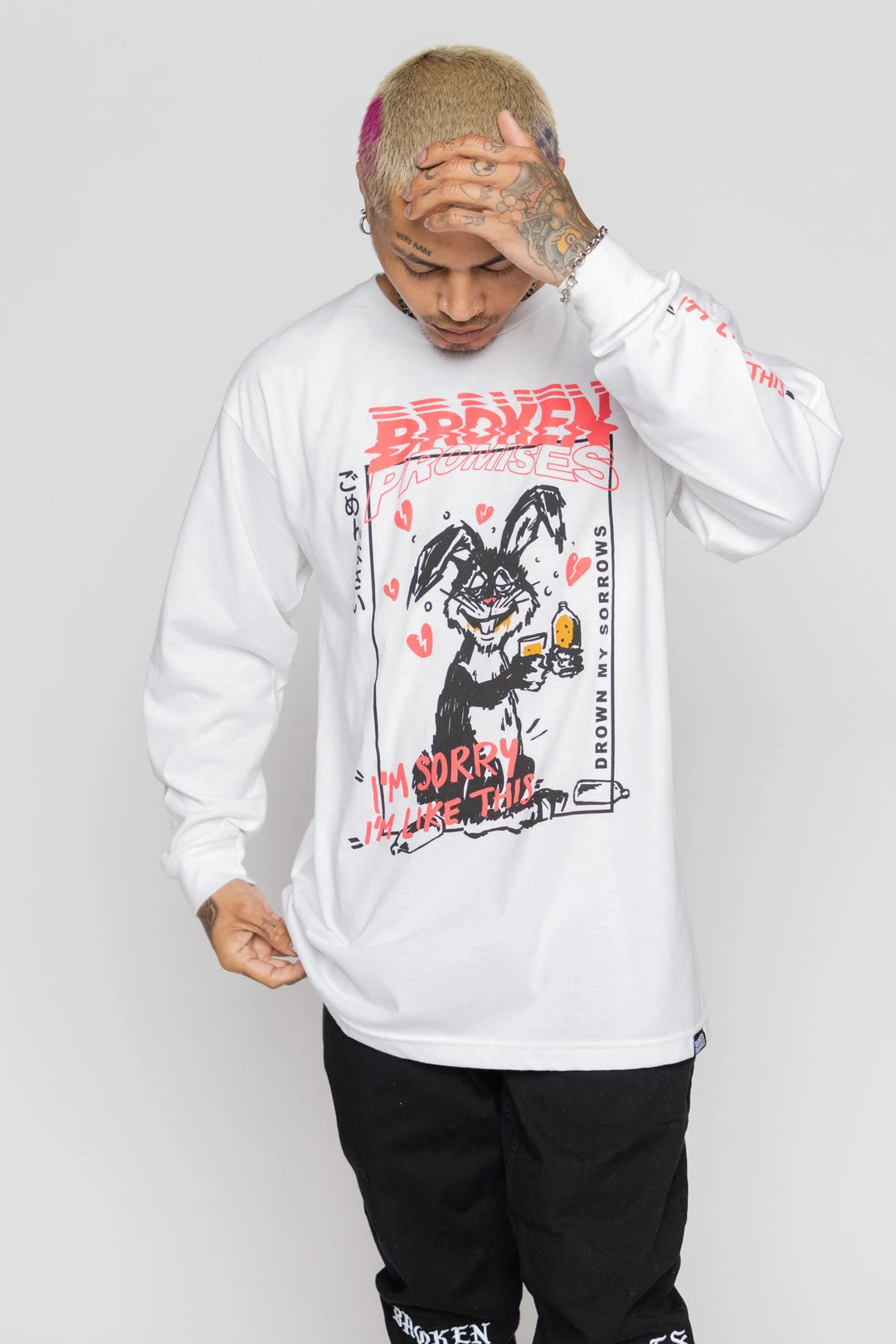 BROKEN PROMISES Shirts Drown My Sorrows L/S White