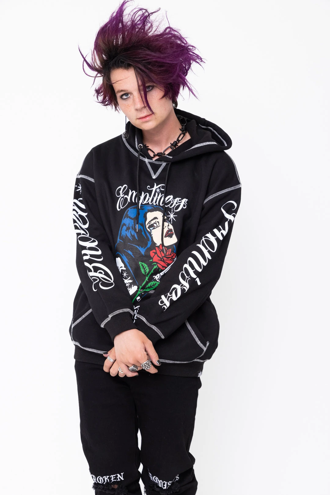 CASH True Sadness Contrast Stitch Hoodie