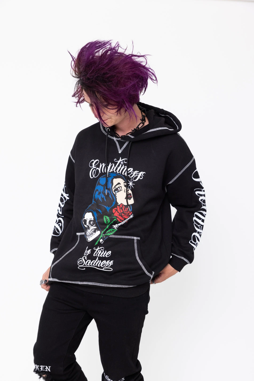 CASH True Sadness Contrast Stitch Hoodie