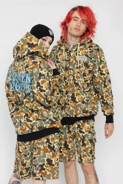 BROKEN PROMISES Reaper Camo Zip Hoodie Green Hoodies